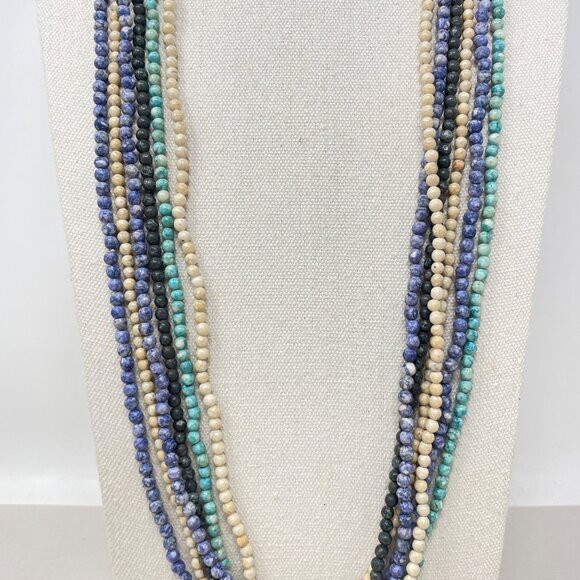 Stone Beads 6 Continuous Strands Necklaces  Blue Coastal Craft‎ or Ready to Wear - Picture 3 of 8